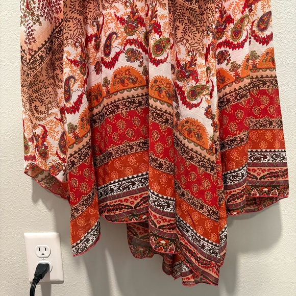 Westport 1962 Midi Dress Size 6 Red Brown Metallic Paisley Print V-Neck Casual - Picture 3 of 9